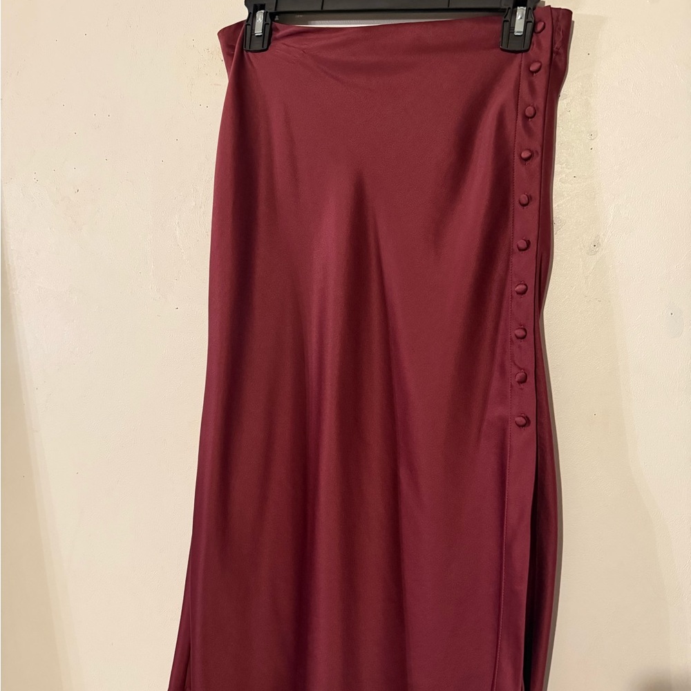 Forever 21 Maroon/Pink Skirt with Button Accents